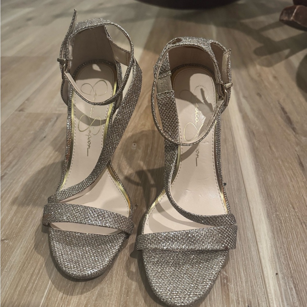 Jessica Simpson Silver High Heeled Sandals